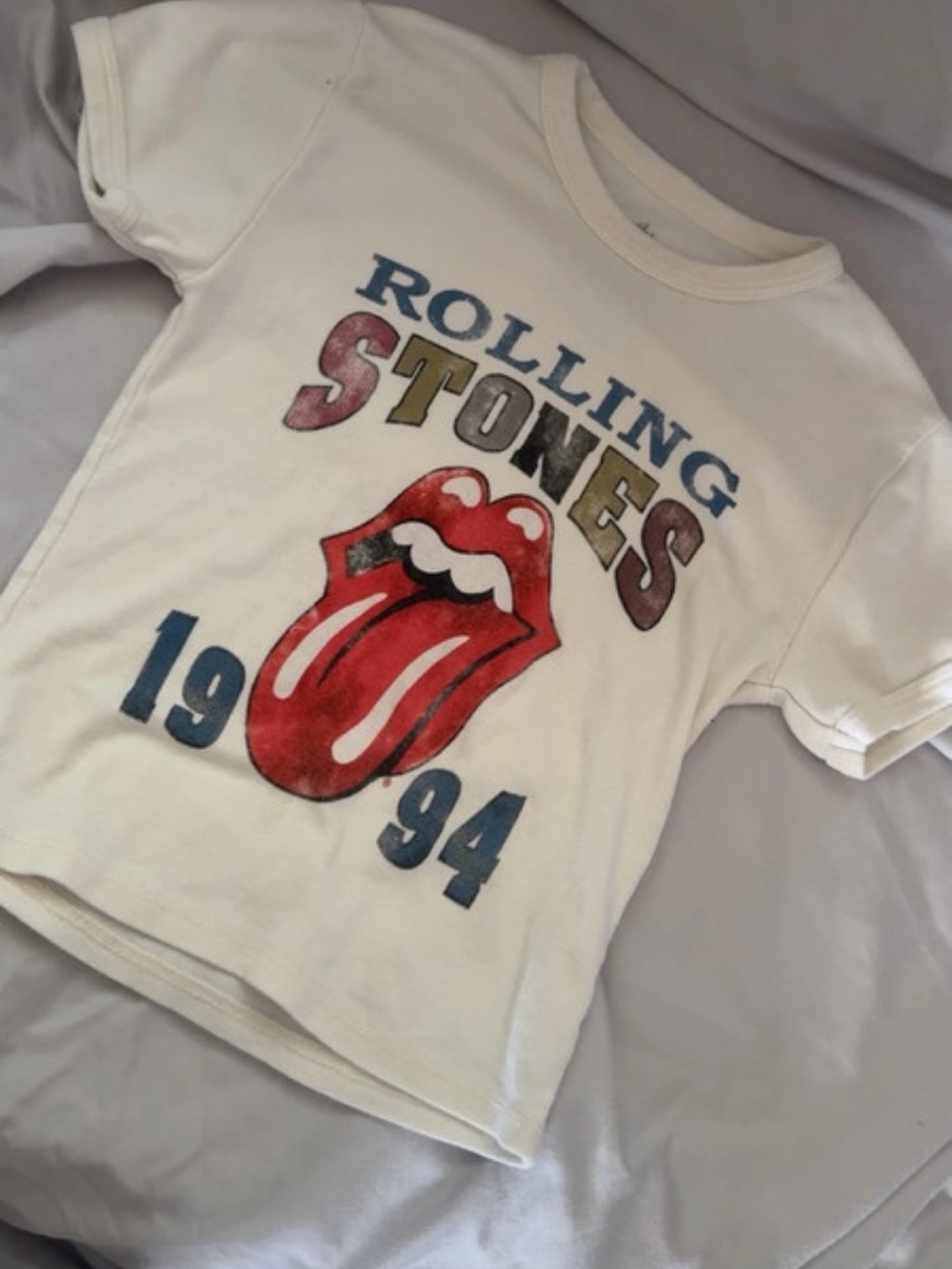 the Rolling Stones Kids White Tee with Red Tongue Graphic